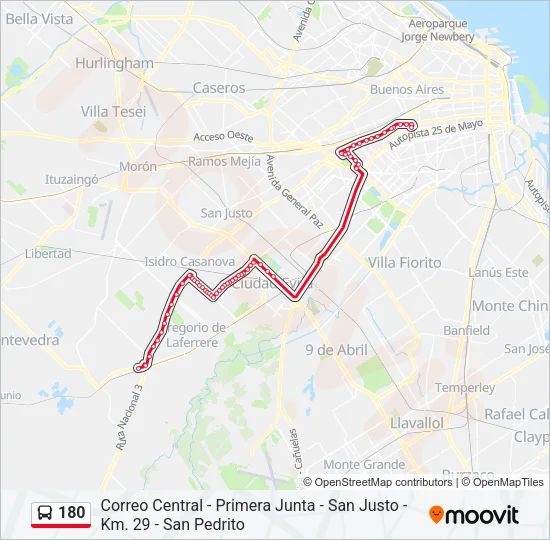 180 Colectivo Line Map