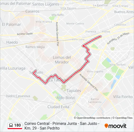 180 Colectivo Line Map
