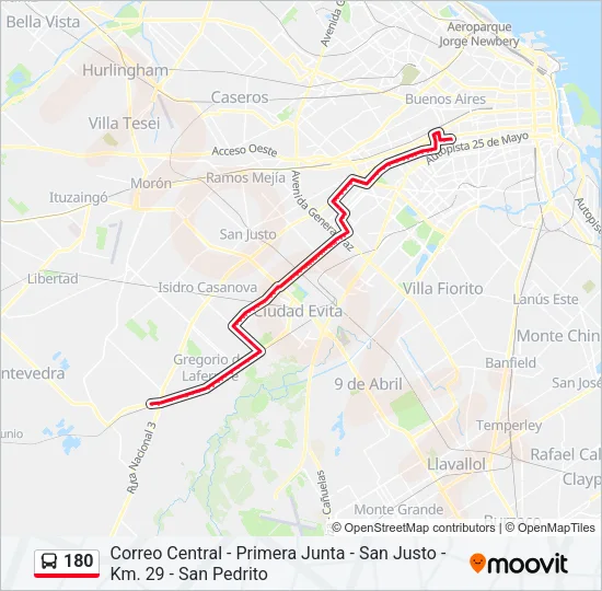 180 Colectivo Line Map