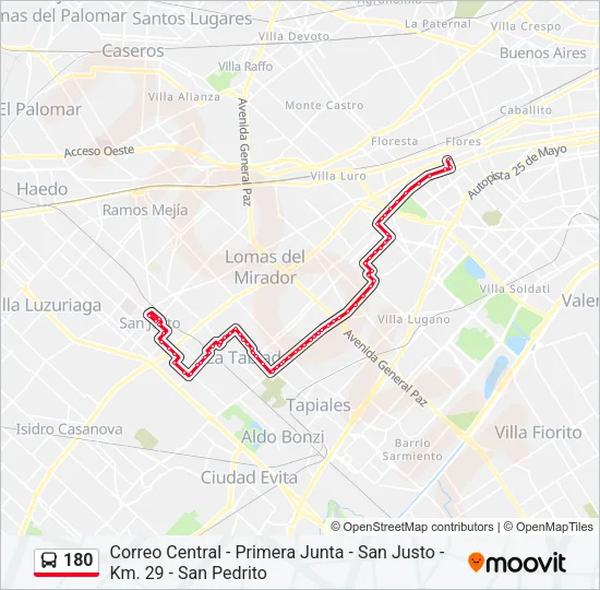 180 Colectivo Line Map