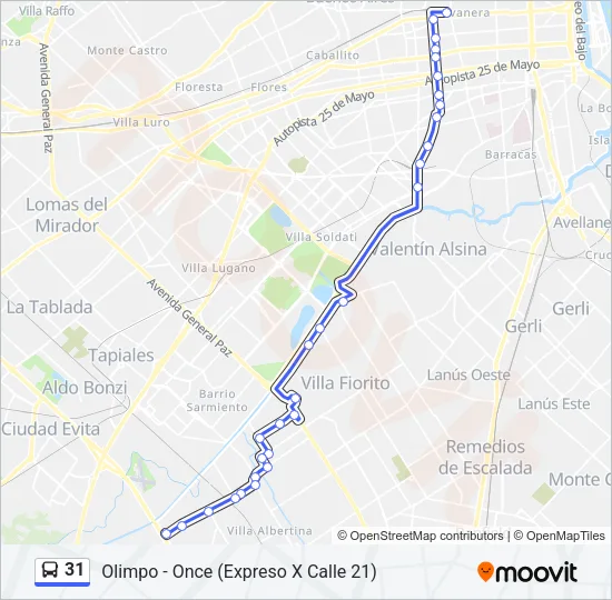 31 Colectivo Line Map