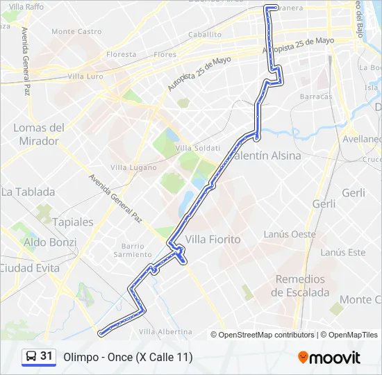 31 Colectivo Line Map