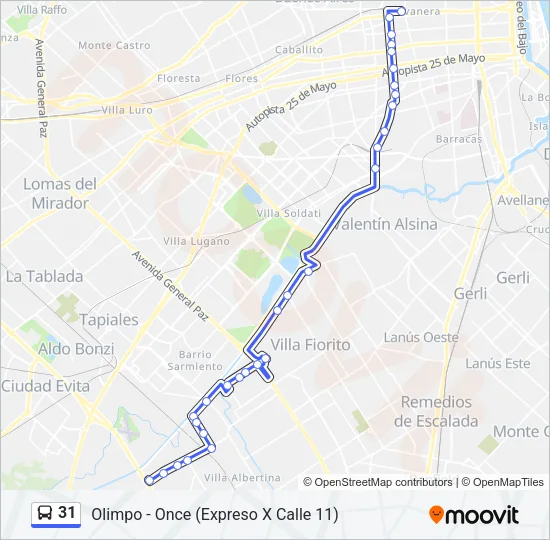 31 Colectivo Line Map