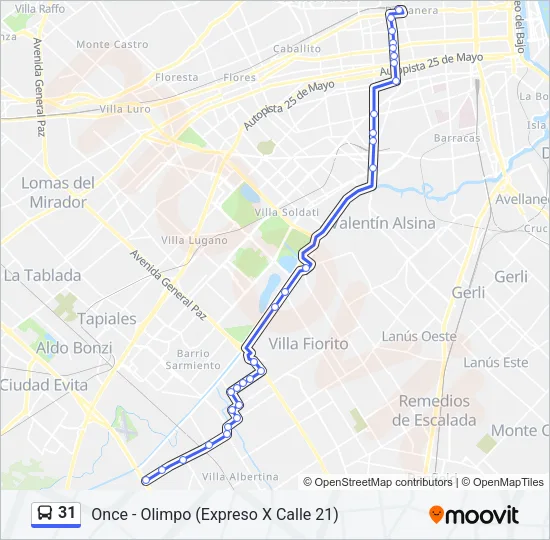 31 Colectivo Line Map