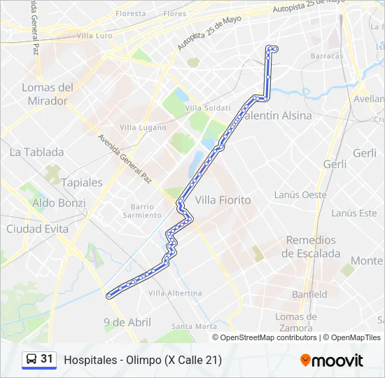 31 Colectivo Line Map