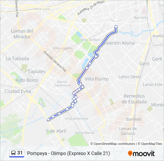 31 Colectivo Line Map