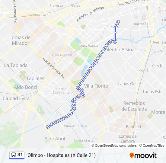 31 Colectivo Line Map