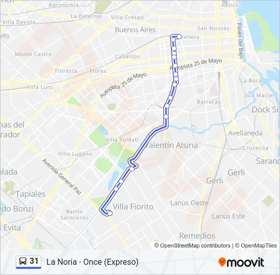 31 Colectivo Line Map