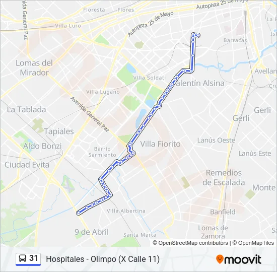 31 Colectivo Line Map