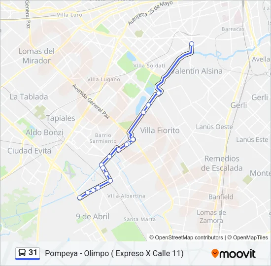 31 Colectivo Line Map