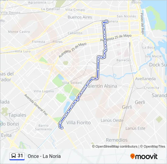 31 Colectivo Line Map