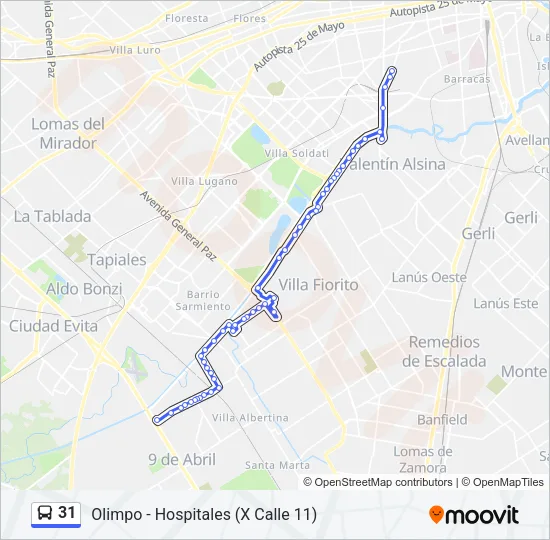 31 Colectivo Line Map