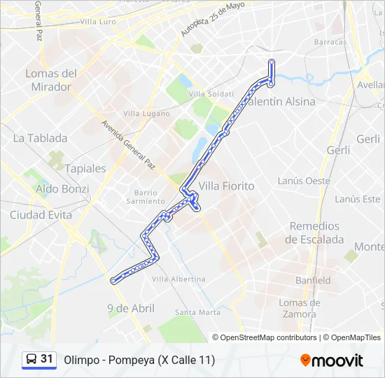 31 Colectivo Line Map
