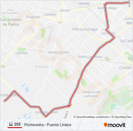 Mapa de 205 de Colectivo