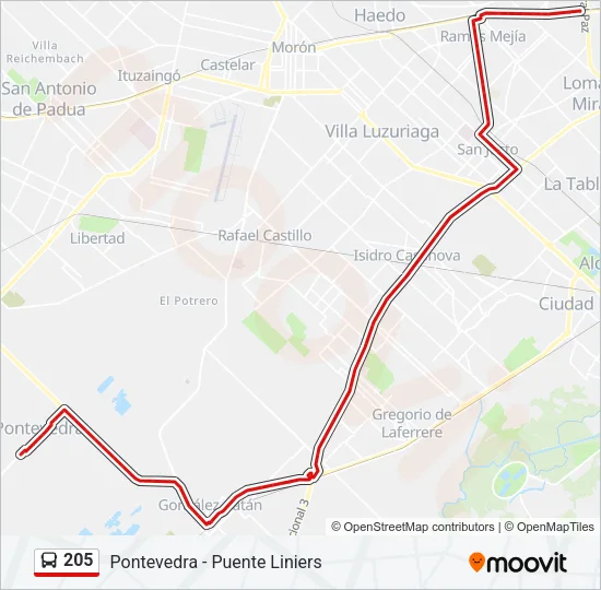 205 Colectivo Line Map