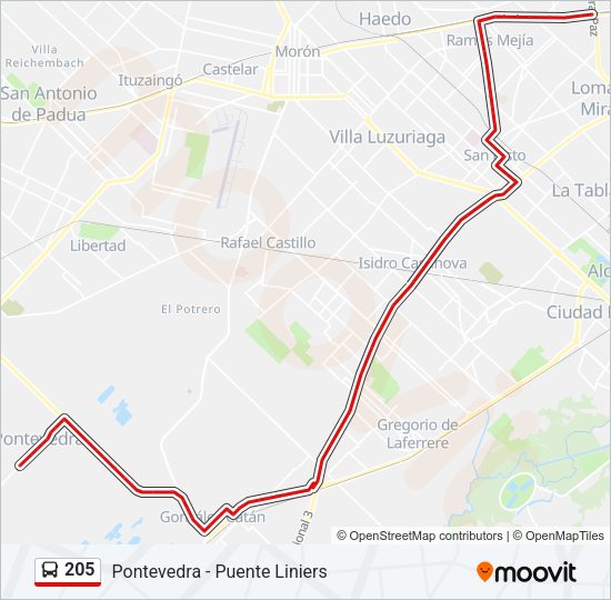 Mapa de 205 de Colectivo