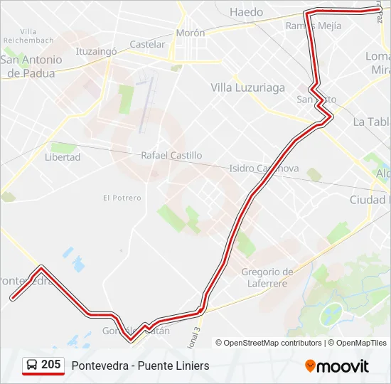 205 Colectivo Line Map