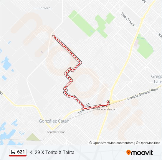 Mapa de 621 de colectivo