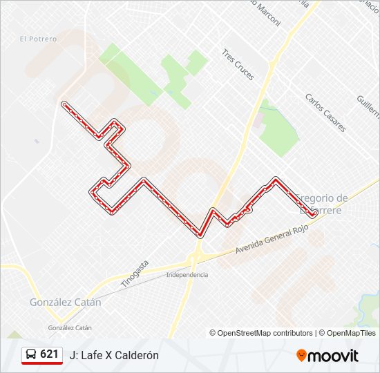 Mapa de 621 de Colectivo