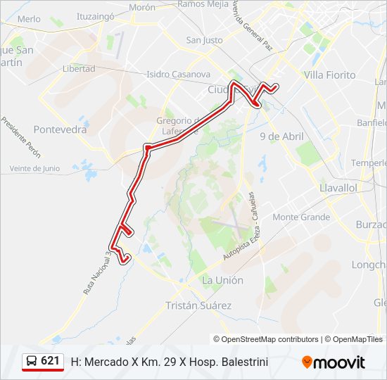 Mapa de 621 de Colectivo