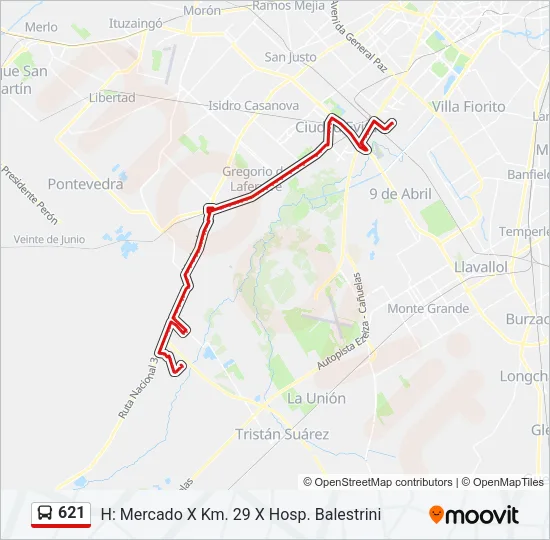 621 Colectivo Line Map