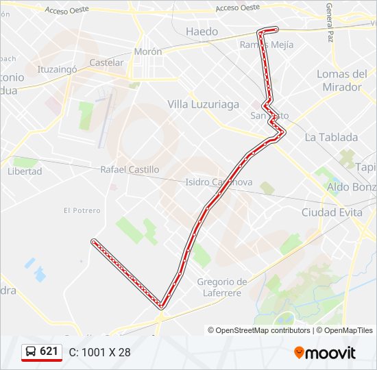 Mapa de 621 de Colectivo