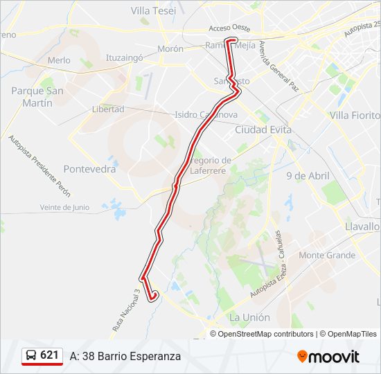 Mapa de 621 de Colectivo