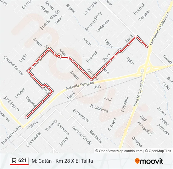 621 Colectivo Line Map