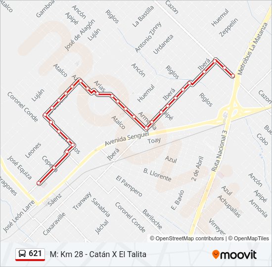 Mapa de 621 de Colectivo
