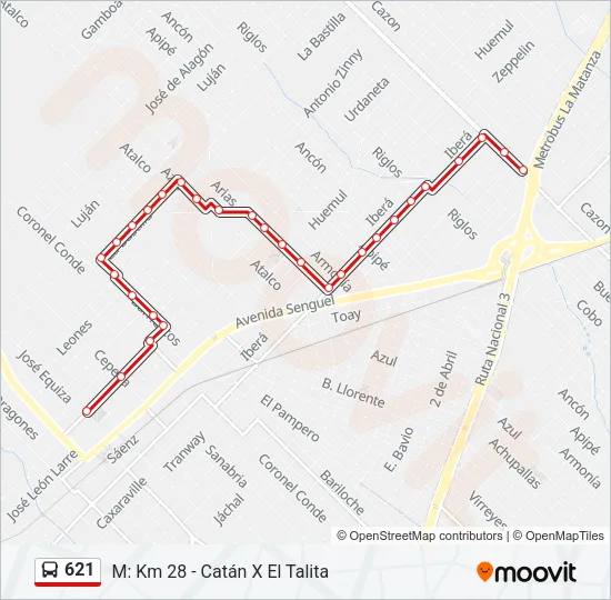 621 Colectivo Line Map