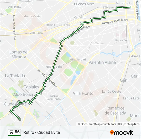 56 Colectivo Line Map