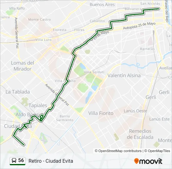 56 Colectivo Line Map