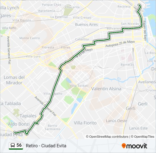 Mapa de 56 de Colectivo