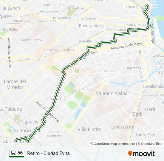 56 Colectivo Line Map