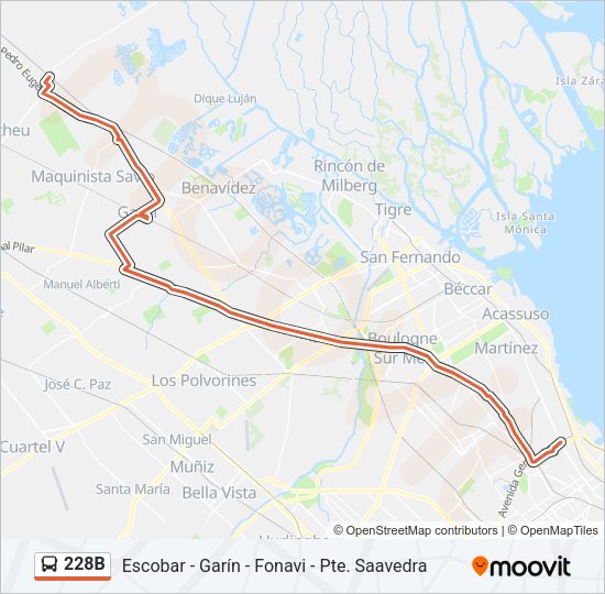 Mapa de 228B de Colectivo