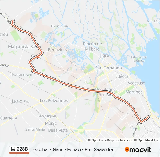 228B Colectivo Line Map