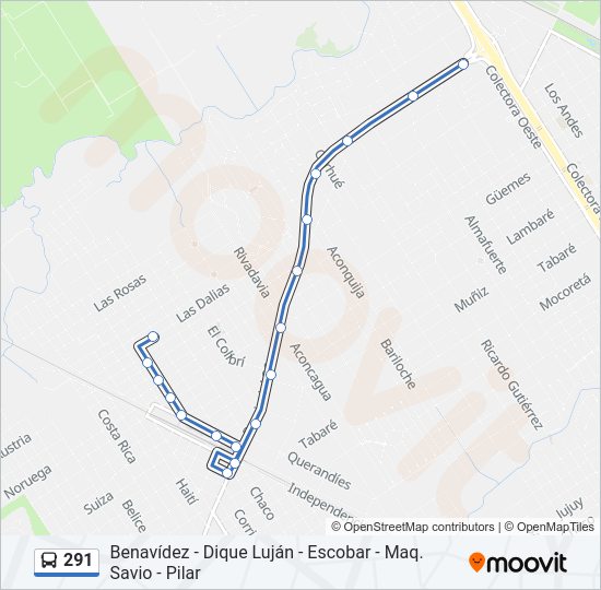 Mapa de 291 de Colectivo