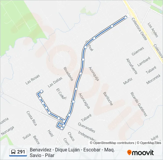 291 Colectivo Line Map
