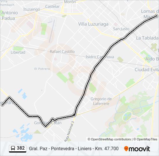 Mapa de 382 de Colectivo