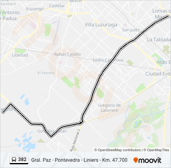 Mapa de 382 de Colectivo