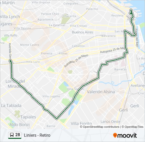 28 colectivo Line Map