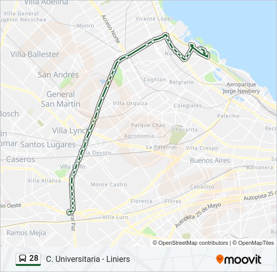 28 Colectivo Line Map
