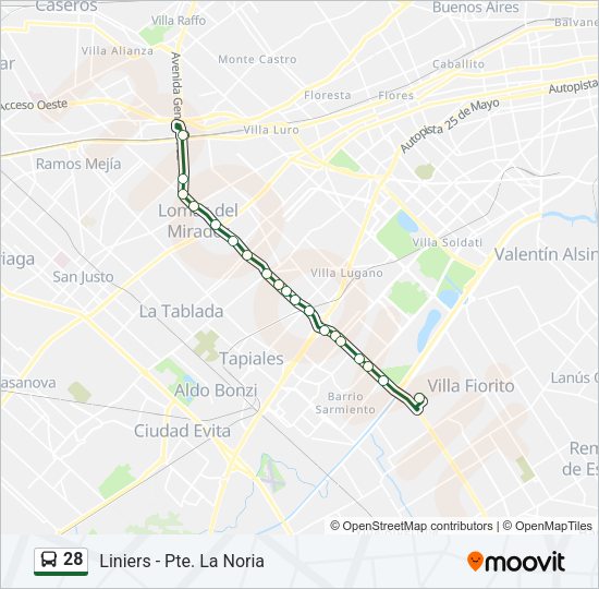 28 Colectivo Line Map