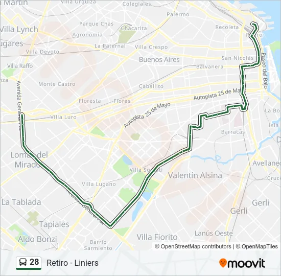 28 Colectivo Line Map