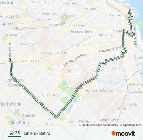 28 Colectivo Line Map