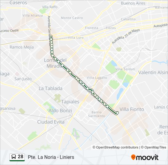 28 Colectivo Line Map