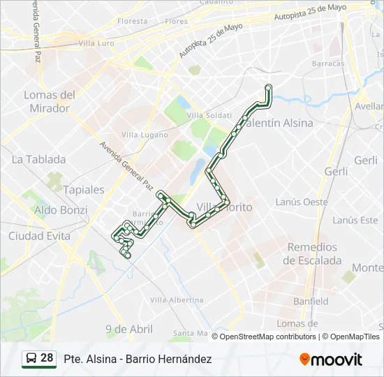 28 Colectivo Line Map