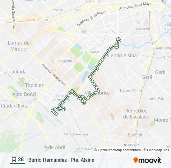 28 Colectivo Line Map