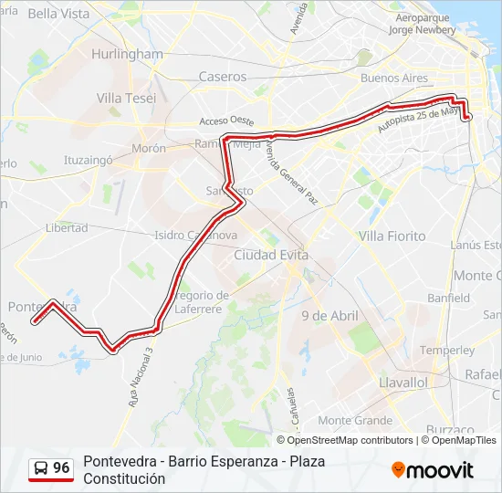 96 Colectivo Line Map
