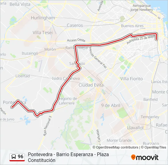96 Colectivo Line Map